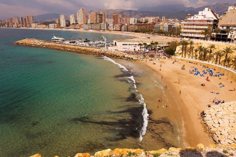 Seafront, beach, port, Benidorm, Valencia, Costa Blanca, Spain