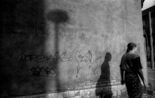 Germany, Berlin, 2.8.1992, street corner, lantern, person
