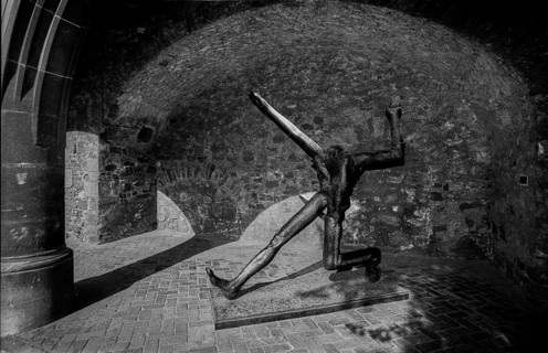Germany, Halle, 5.8.1992, Burg Giebichenstein/Academy of Arts in Halle, sculpture: The step of the