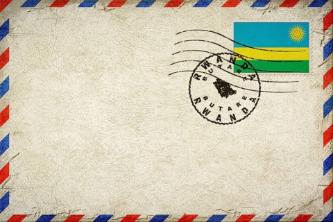 Rwanda Butare Vintage Air Mail Envelope with Flag and Postmark