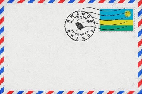 Rwanda Ruhengeri Vintage Air Mail Envelope with Flag and Postmark