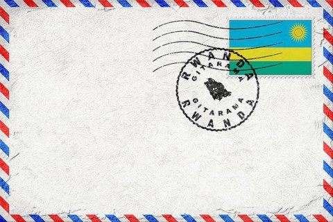 Rwanda Gitarama Vintage Air Mail Envelope with Flag and Postmark