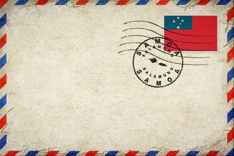 Samoa Salamumu Vintage Air Mail Envelope with Flag and Postmark