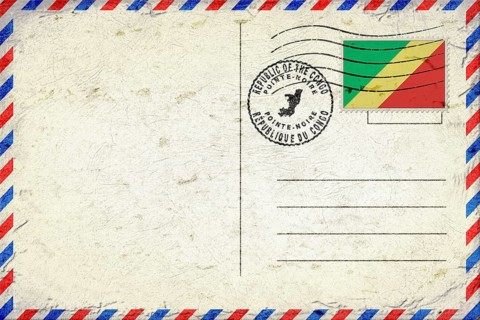 Republic of the Congo Pointe Noire Vintage Air Mail Envelope with Flag and Postmark