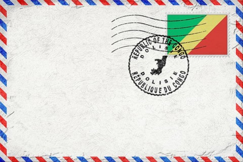 Republic of the Congo Dolisie Vintage Air Mail Envelope with Flag and Postmark