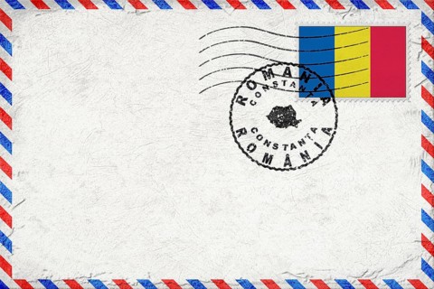 Romania Constanta Vintage Air Mail Envelope with Flag and Postmark