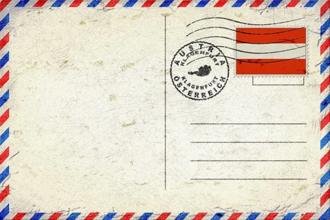 Austria Klagenfurt Vintage Air Mail Envelope with Flag and Postmark