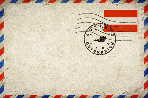 Austria Linz Vintage Air Mail Envelope with Flag and Postmark
