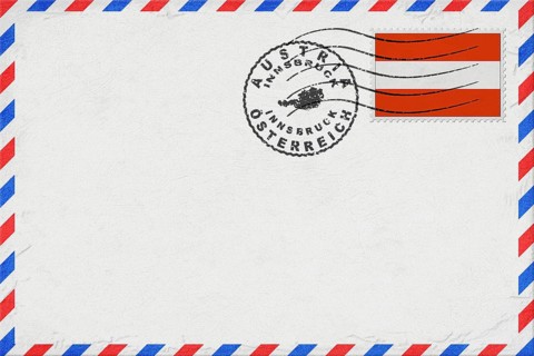 Austria Innsbruck Vintage Air Mail Envelope with Flag and Postmark