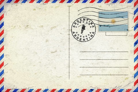 Argentina Cordoba Vintage Air Mail Envelope with Flag and Postmark