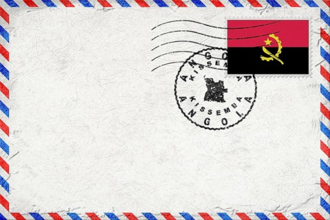 Angola Kissemba Vintage Air Mail Envelope with Flag and Postmark