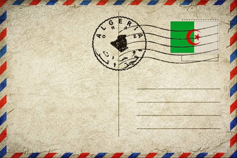 Algeria Oran Vintage Air Mail Envelope with Flag and Postmark