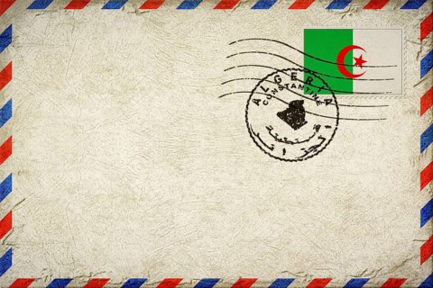 Algeria Constantine Vintage Air Mail Envelope with Flag and Postmark