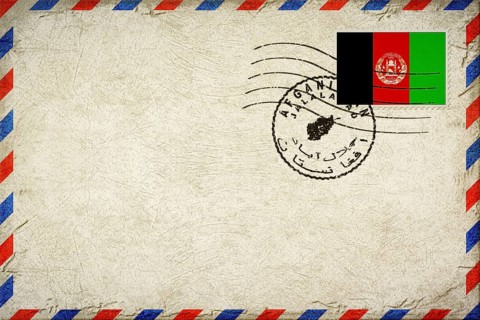 Afghanistan Jalalabad Vintage Air Mail Envelope with Flag and Postmark