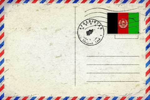 Afghanistan Herat Vintage Air Mail Envelope with Flag and Postmark