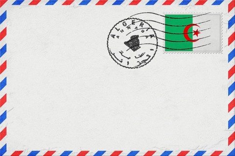 Algeria Annaba Vintage Air Mail Envelope with Flag and Postmark