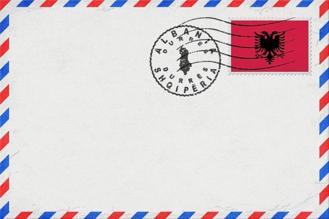 Albania Durres Vintage Air Mail Envelope with Flag and Postmark