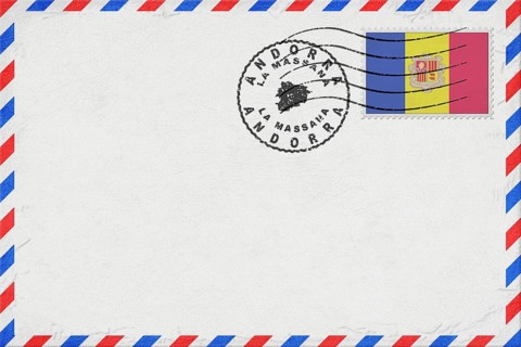 Andorra La Massana Vintage Air Mail Envelope with Flag and Postmark