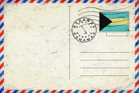 Bahamas Nassau Vintage Air Mail Envelope with Flag and Postmark