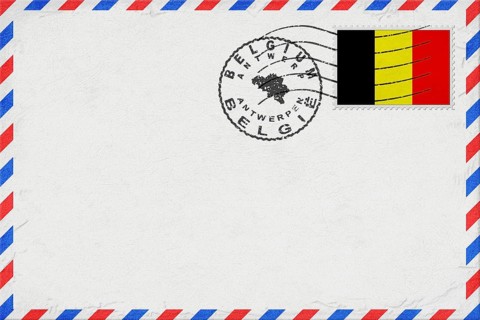 Belgium Antwerp Vintage Air Mail Envelope with Flag and Postmark