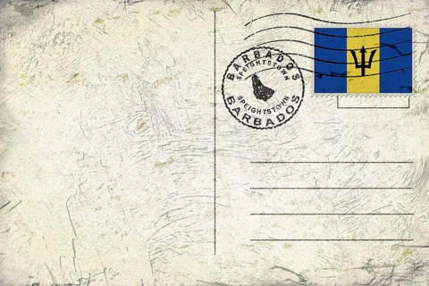 Barbados Speightstown Old Style Mail Envelope with Flag and Postmark