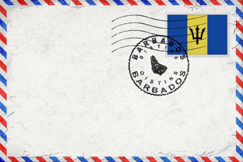 Barbados Oistins Vintage Air Mail Envelope with Flag and Postmark
