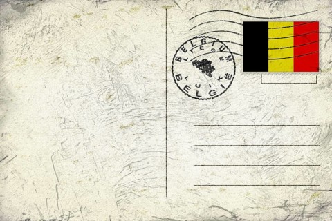 Belgium Liege Old Style Mail Envelope with Flag and Postmark