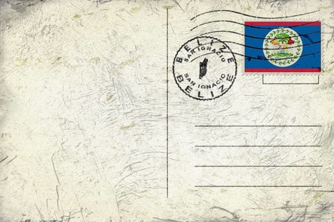 Belize San Ignacio Old Style Mail Envelope with Flag and Postmark