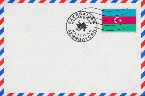 Azerbaijan Nakhchivan Vintage Air Mail Envelope with Flag and Postmark