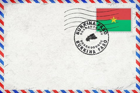 Burkina Faso Ouagadougou Vintage Air Mail Envelope with Flag and Postmark