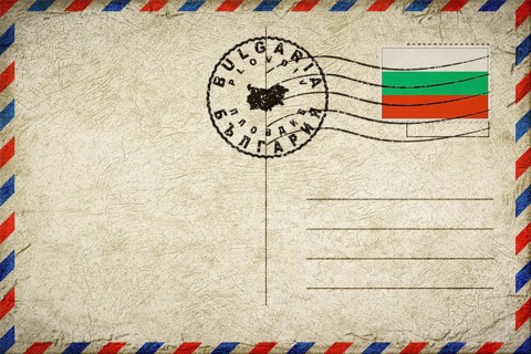 Bulgaria Plovdiv Vintage Air Mail Envelope with Flag and Postmark