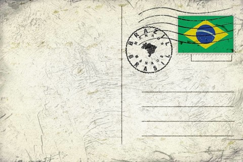 Brazil Manaus Old Style Mail Envelope with Flag and Postmark