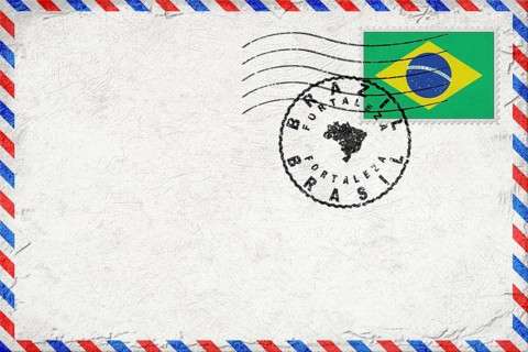 Brazil Fortaleza Vintage Air Mail Envelope with Flag and Postmark