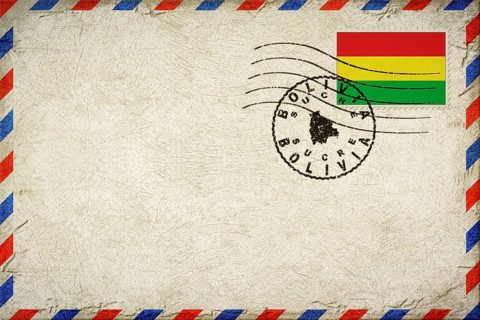 Bolivia Sucre Vintage Air Mail Envelope with Flag and Postmark