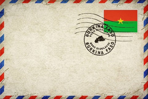 Burkina Faso Bobo Dioulasso Vintage Air Mail Envelope with Flag and Postmark