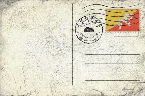 Bhutan Gelephu Old Style Mail Envelope with Flag and Postmark