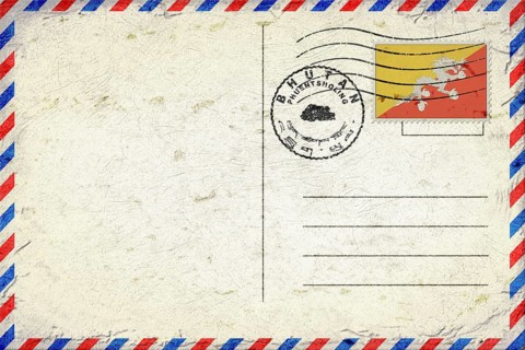 Bhutan Phuentsholing Vintage Air Mail Envelope with Flag and Postmark