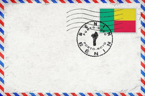 Benin Porto Novo Vintage Air Mail Envelope with Flag and Postmark