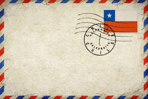 Chile Valparaiso Vintage Air Mail Envelope with Flag and Postmark