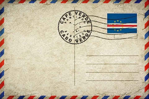 Cape Verde Santiago Vintage Air Mail Envelope with Flag and Postmark