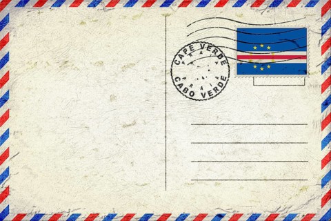 Cape Verde Praia Vintage Air Mail Envelope with Flag and Postmark