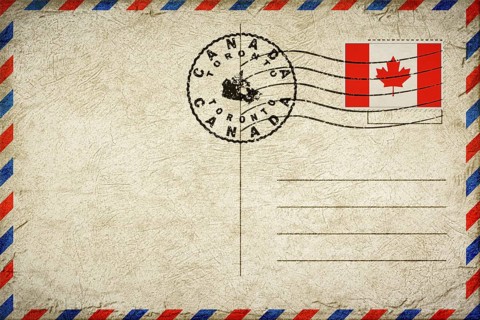 Canada Toronto Vintage Air Mail Envelope with Flag and Postmark