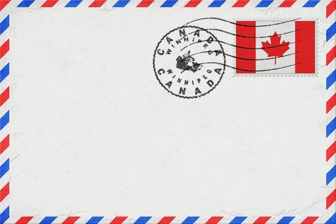 Canada Winnipeg Vintage Air Mail Envelope with Flag and Postmark