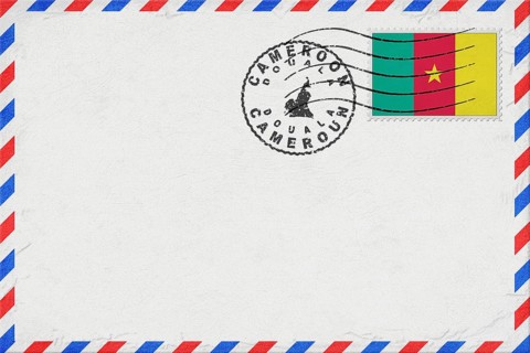 Cameroon Douala Vintage Air Mail Envelope with Flag and Postmark