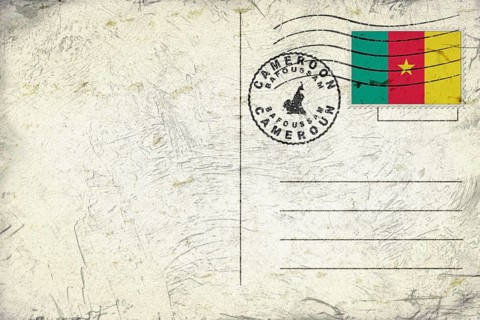 Cameroon Bafoussam Old Style Mail Envelope with Flag and Postmark