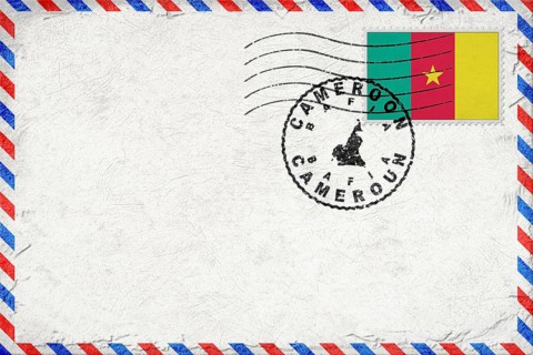 Cameroon Bafia Vintage Air Mail Envelope with Flag and Postmark