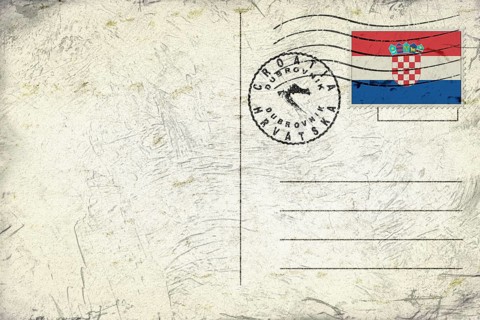 Croatia Dubrovnik Old Style Mail Envelope with Flag and Postmark