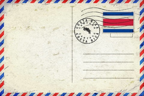 Costa Rica Cartago Vintage Air Mail Envelope with Flag and Postmark