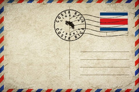 Costa Rica Liberia Vintage Air Mail Envelope with Flag and Postmark