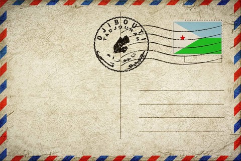 Djibouti Tadjourah Vintage Air Mail Envelope with Flag and Postmark